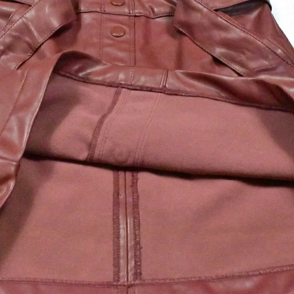 Abercrombie & Fitch Faux Leather Knee Length Brown Skirt Size S